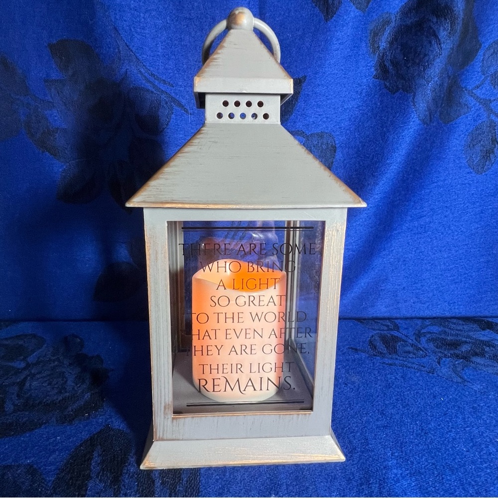 Memorial Lantern - Electric Flicker Flame 3 AAA Batteries Required - 10” Tall